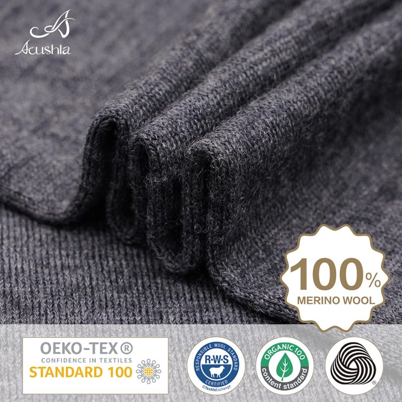 ACUSHLA 100% Merino Wool Neck Gaiter for Men & Women Ski Face Mask Winter Scarf Neck Warmer All Weather, Midweight Dark Grey - Image 5
