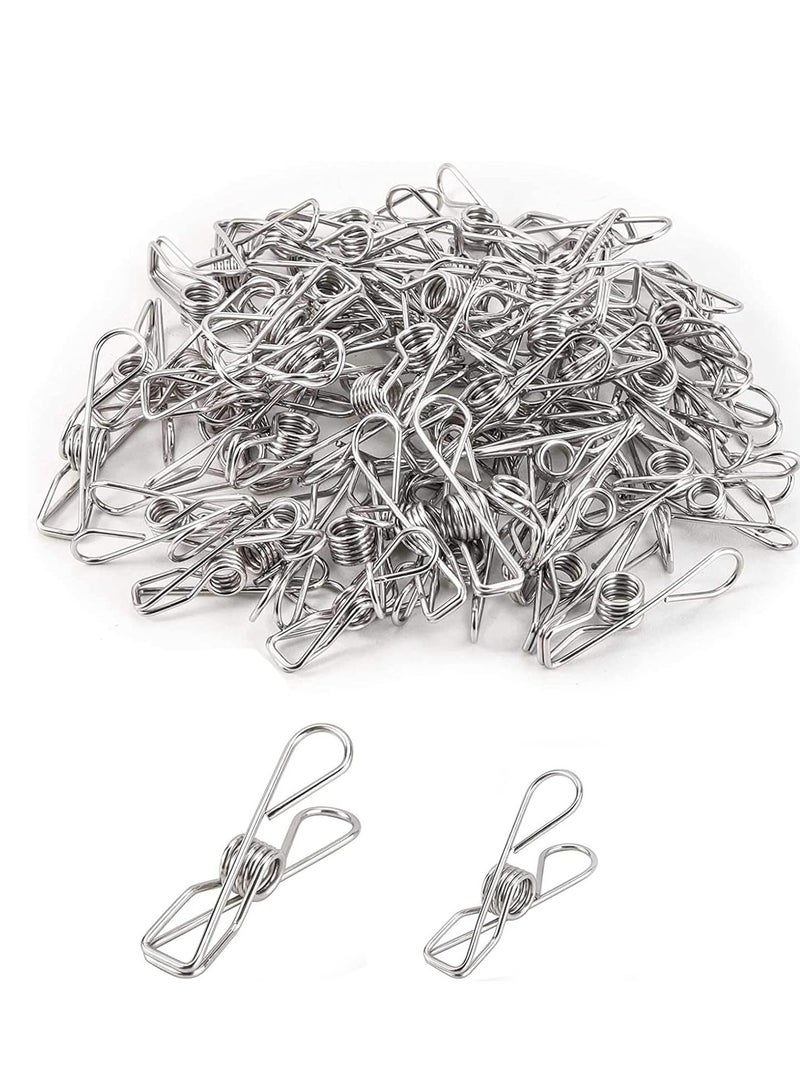 100 قطعة مشابك غسيل من الفولاذ المقاوم للصدأ متعددة الاستخدامات لتثبيت الملابس وأكياس الوجبات الخفيفة - Image 1