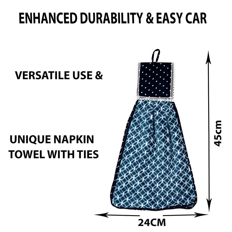 Kuber Industries Kuber Industries Napkin | Washbasin Hanging Napkin | Kitchen Towel with Ties | Circle Napkin for Bathroom | Hand Towel for Kitchen | Pack of 6 | Blue - Image 3