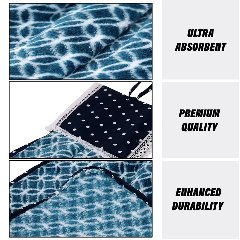 Kuber Industries Kuber Industries Napkin | Washbasin Hanging Napkin | Kitchen Towel with Ties | Circle Napkin for Bathroom | Hand Towel for Kitchen | Pack of 6 | Blue - Image 4