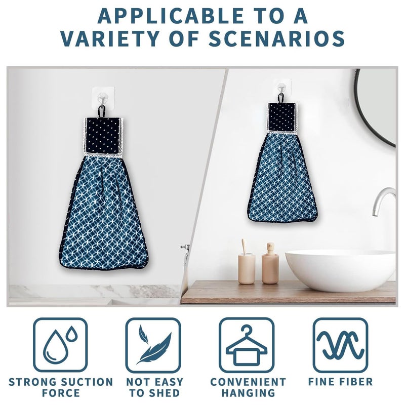 Kuber Industries Kuber Industries Napkin | Washbasin Hanging Napkin | Kitchen Towel with Ties | Circle Napkin for Bathroom | Hand Towel for Kitchen | Pack of 6 | Blue - Image 5