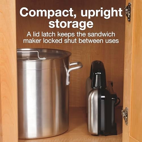 Proctor Silex Deluxe Hot Sandwich Maker With Easy-Clean Durable PFAS-Free Nonstick Ceramic Plates, Fits up to 2 Grilled Cheese, Ruebens, Tortas or Subs, Stainless Steel (25415MN) - Image 5