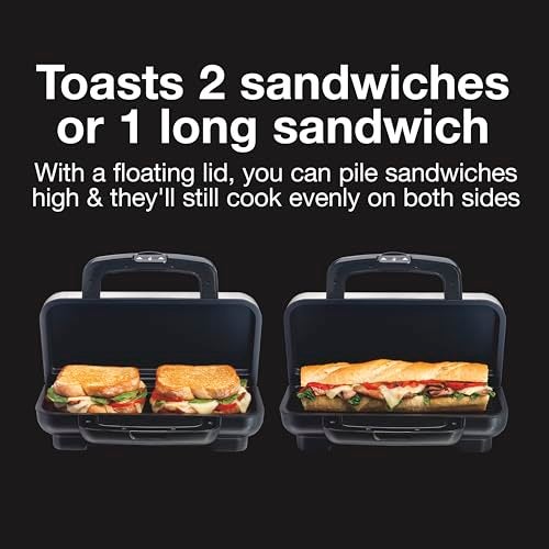 Proctor Silex Deluxe Hot Sandwich Maker With Easy-Clean Durable PFAS-Free Nonstick Ceramic Plates, Fits up to 2 Grilled Cheese, Ruebens, Tortas or Subs, Stainless Steel (25415MN) - Image 4