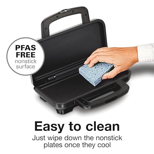 Proctor Silex Deluxe Hot Sandwich Maker With Easy-Clean Durable PFAS-Free Nonstick Ceramic Plates, Fits up to 2 Grilled Cheese, Ruebens, Tortas or Subs, Stainless Steel (25415MN) - Image 3