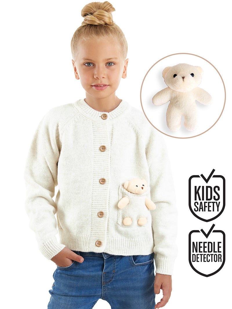 Denokids Girl Button Up Cardigan with Toy - Image 1