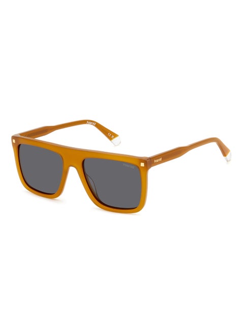 Men's Polarized Rectangular Shape Acetate Sunglasses PLD 4166/S/X GREY 46 - Lens Size: 46.1 Mm - Yellow