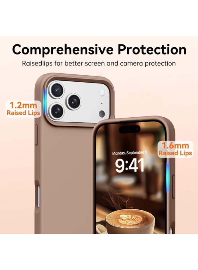 جراب لهاتف آيفون 17 برو، مصنوع من السيليكون السائل الناعم، وبطانة من الألياف الدقيقة، وغطاء واقٍ مقاوم للصدمات، متوافق مع هاتف آيفون 17 برو - (بني) - Image 3