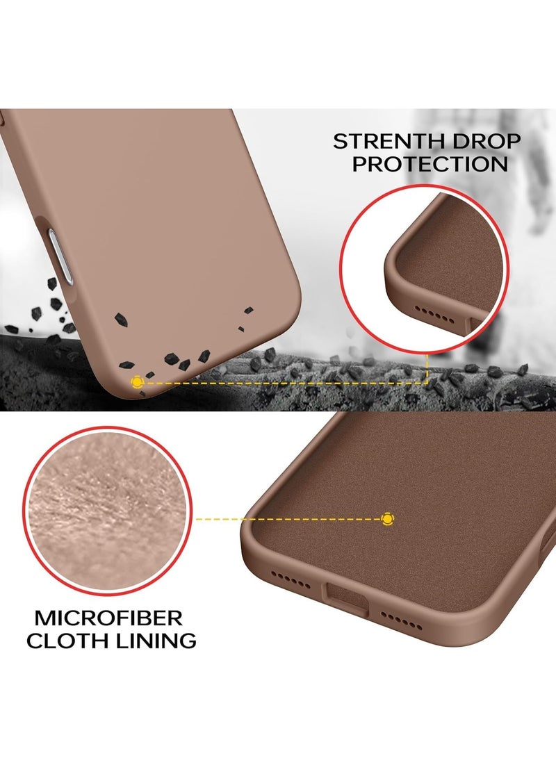 جراب لهاتف آيفون 17 برو، مصنوع من السيليكون السائل الناعم، وبطانة من الألياف الدقيقة، وغطاء واقٍ مقاوم للصدمات، متوافق مع هاتف آيفون 17 برو - (بني) - Image 4