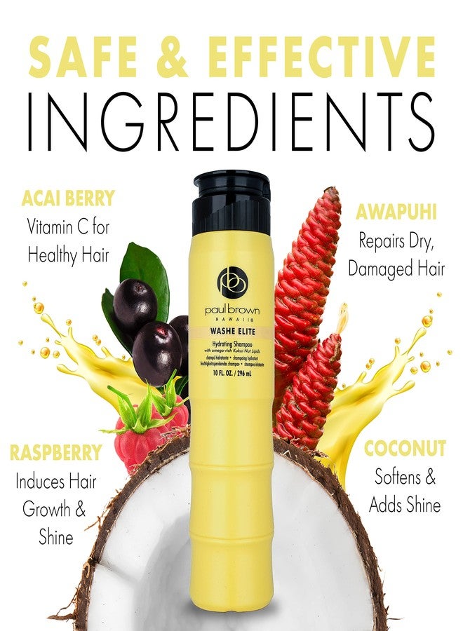Paul Brown Hawaii Washe Elite Shampoo | Hydrate & Treat Damaged Hair | Moisturizing Hair Product, Safe for Color-Treated Hair, Antioxidant-Rich Kukui Nut Oil (10 oz.) - Image 2