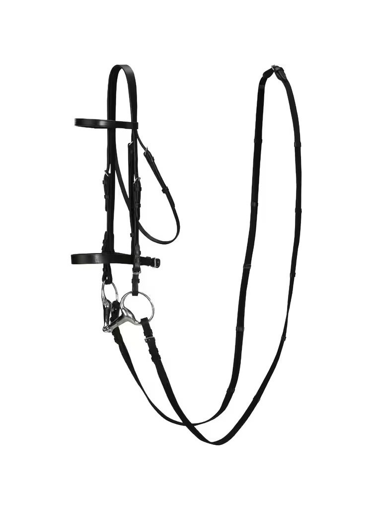 FOUGANZA Horse Riding Leather Bridle With French Noseband & Reins For Horse & Pony 100  - Image 1