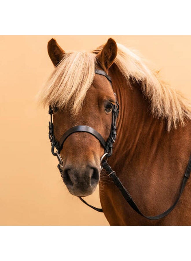 FOUGANZA Horse Riding Leather Bridle With French Noseband & Reins For Horse & Pony 100  - Image 5