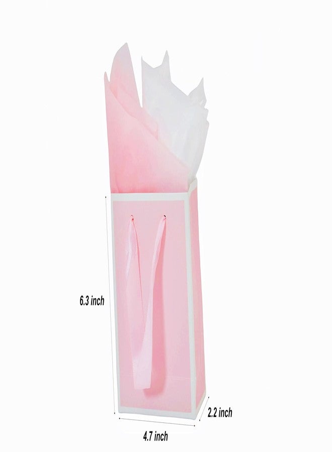 JUNESHE 4 Pack Mini Gift Bags with Tissue Paper - 6.3×4.7×2.2 inch Pink & White Tiny Gift Wrap for Birthday,Party Favors, Baby Shower,Shopping,Presents,Wedding - Image 2