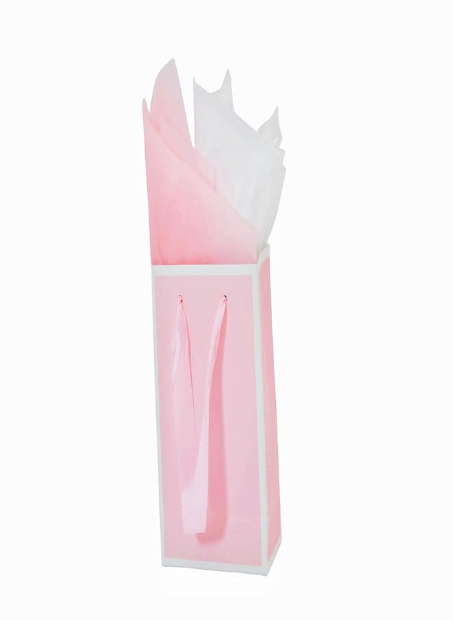 JUNESHE 4 Pack Mini Gift Bags with Tissue Paper - 6.3×4.7×2.2 inch Pink & White Tiny Gift Wrap for Birthday,Party Favors, Baby Shower,Shopping,Presents,Wedding - Image 1