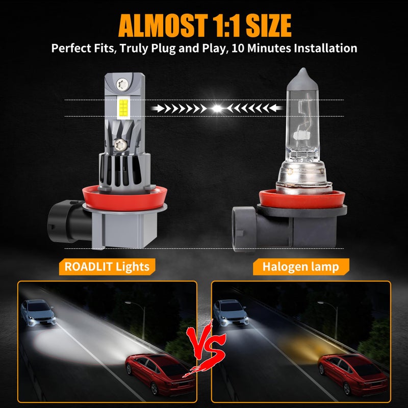 ROADLIT Fit 2023 2024 2025 2026 Light Bulbs for Chevy Silverado 2500 3500 WT/LT/Custom,High Beam Low Beam Light Bulb Set, 6500K White Light, 500% Brightness, Plug and Play - 4 Pack - Image 2