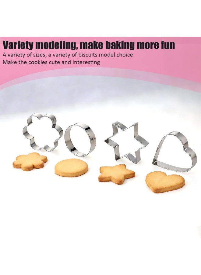 KITCHENOO Metal Cookie Cutters Set - 12Pcs Mini Cookie Cutters - Heart, Star, Round, Flower Shapes for Baking - Image 4