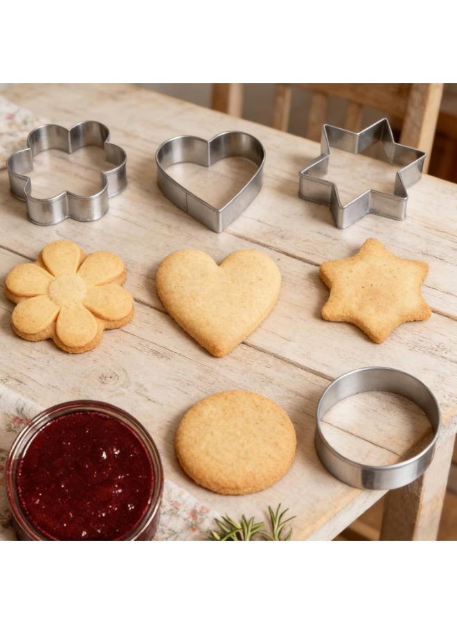 KITCHENOO Metal Cookie Cutters Set - 12Pcs Mini Cookie Cutters - Heart, Star, Round, Flower Shapes for Baking - Image 5