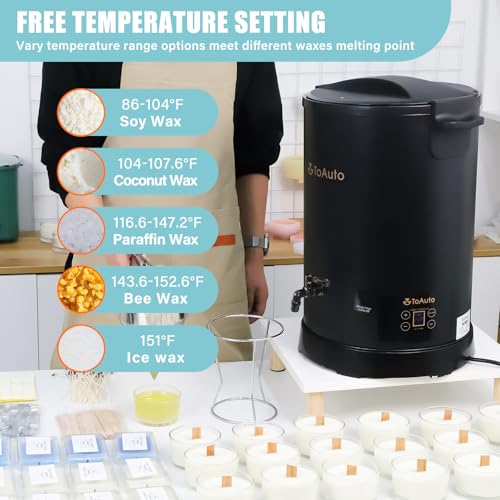 TOAUTO 30Lbs Digital Commercial Wax Melter for Candle Making Large Electric Wax Melting Pot for Candle Making Business with Temperature Control & Quick Pour Spout AC120V / 1100W - Image 2