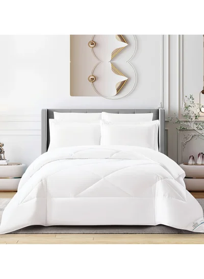 Donetella Bedding Comforter Set, King Size Fits 200x200 cm - 6-Pcs Solid Quilted Bed Set, Microfiber Fabric - 1 Comforter, 1 Fitted Sheet, 2 Pillow Shams, 2 Pillowcases