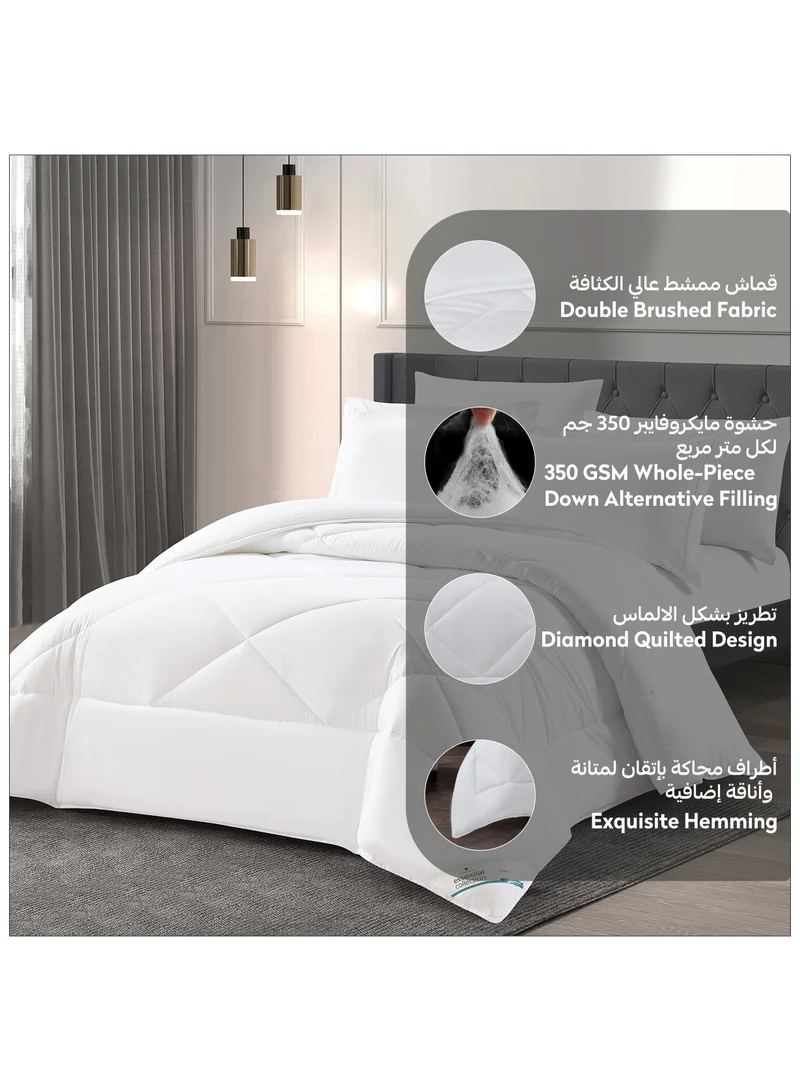 Donetella Bedding Comforter Set, King Size Fits 200x200 cm - 6-Pcs Solid Quilted Bed Set, Microfiber Fabric - 1 Comforter, 1 Fitted Sheet, 2 Pillow Shams, 2 Pillowcases
