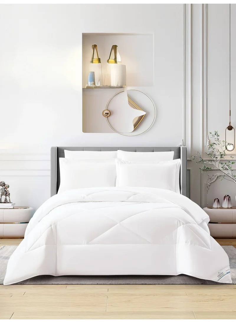 دوناتيلا طقم مفرش روزا سادة 6 قطع مقاس مزدوج 200 × 200 سم بحشوة ثابتة أبيض