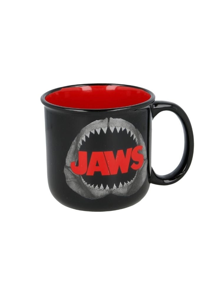 Jaws Ceramic Mug – Black and Red Coffee Cup with Shark Teeth Movie Design