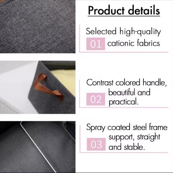 Zerolex Foldable Cloth Basket with Metal Frame and Handles 26 Litres Wardrobe Organizer for Clothes Toys Shelves - Image 3