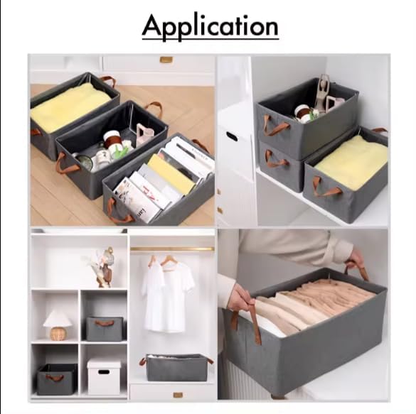 Zerolex Foldable Cloth Basket with Metal Frame and Handles 26 Litres Wardrobe Organizer for Clothes Toys Shelves - Image 4