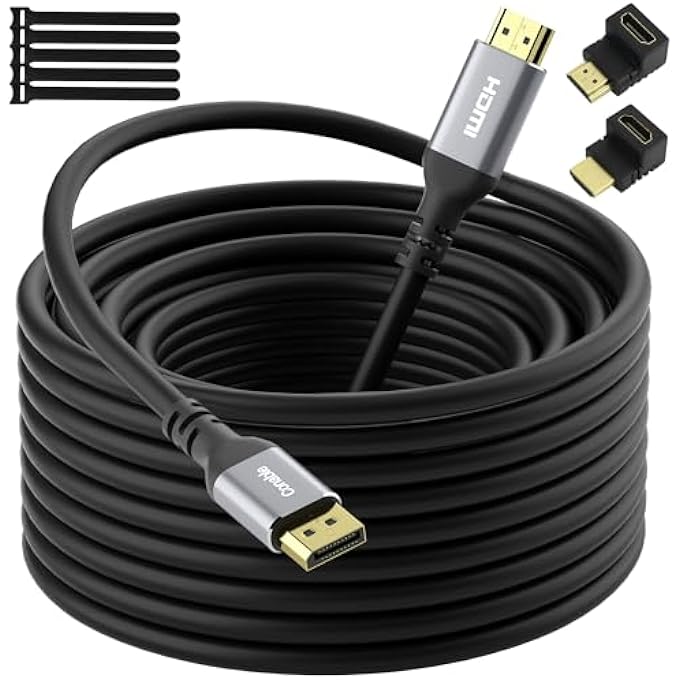 rayihni 4K DISPLAYPORT TO HDMI CABLE 35FT, 4K@60HZ HDR, HIGH SPEED ACTIVE DISPLAY PORT TO HDMI CABLE UHD CONVERTER, UNI-DIRECTIONAL CORD, SUPPORT 4K@60HZ 2K@120HZ 1080P FOR HDTV, MONITOR, PROJECTOR - Image 1