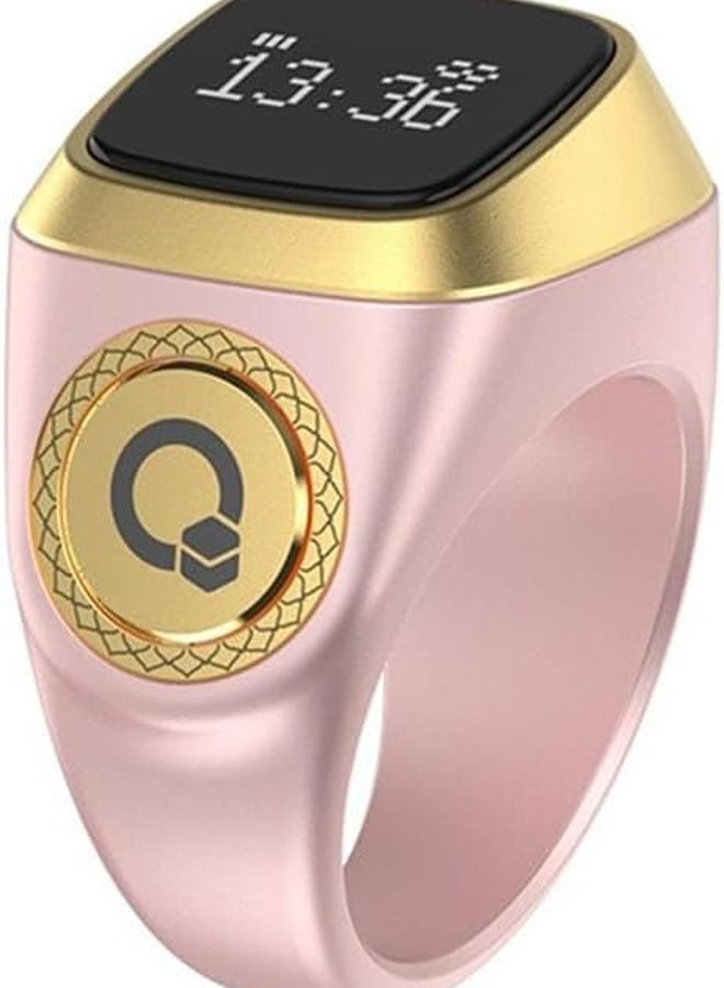 Smart Ring with Display Waterproof Digital Tasbih Counter Vibration Prayer Time Reminder 18mm Pink - Image 2