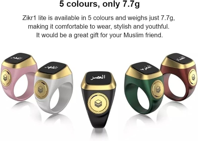 Smart Ring with Display Waterproof Digital Tasbih Counter Vibration Prayer Time Reminder 18mm Pink - Image 5