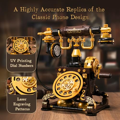 PANTASY Retro Phone Building Blocks Set for Adults, Vintage DIY Telephone Model Kit with Realistic Design, Creative Home Decor Gift, Ideal Gifts for Collectors & Hobbyists - Image 3