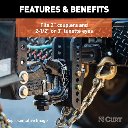 CURT 45919 Channel Mount Pintle Attachment with 2-Inch Ball, 10,000 lbs, Shank Required - Image 5