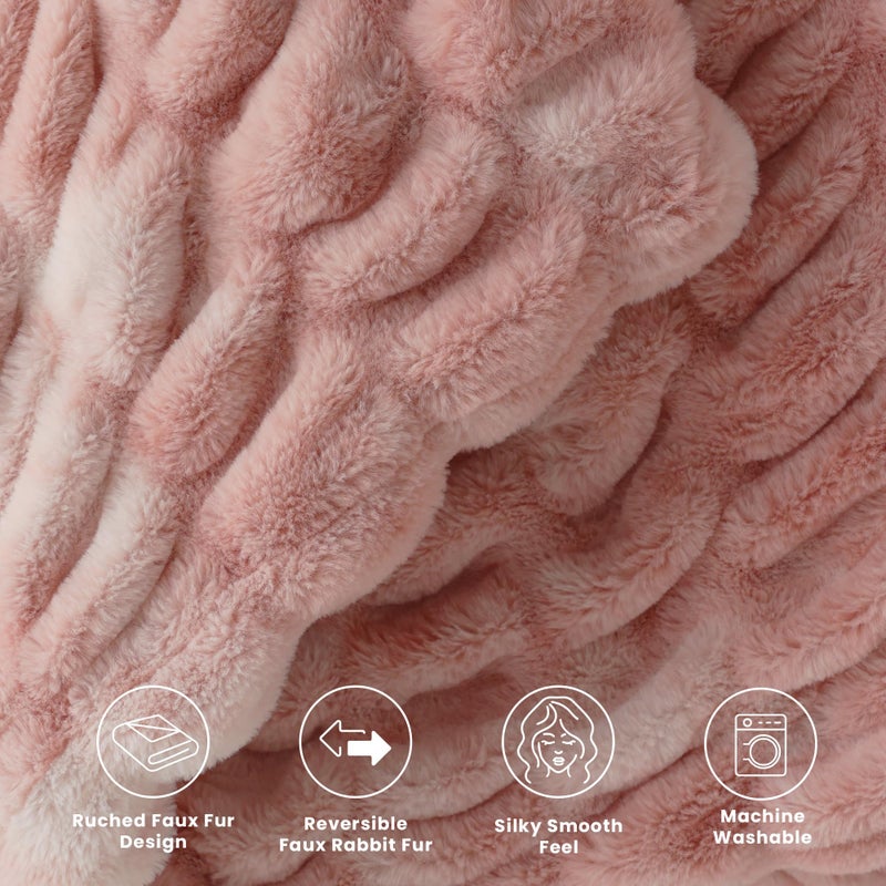 blunique Ultra Soft Cozy Faux Fur Throw Blanket, Fuzzy Plush Thick Bubble Blanket, Oversize Luxury Fluffy Blanket for Couch, Sofa, Bedroom, and Living Room,50x60 Inches,Double Sided Tie-Dye Pink - Image 5