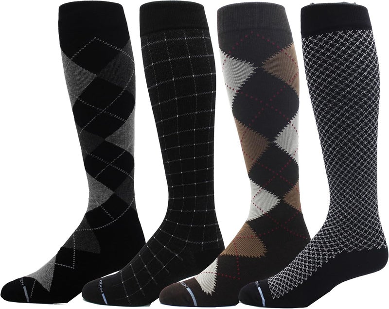 Dr Motion 4 Pairs Men's Athletic Traveler Graduated Compression Knee High Socks - Image 1
