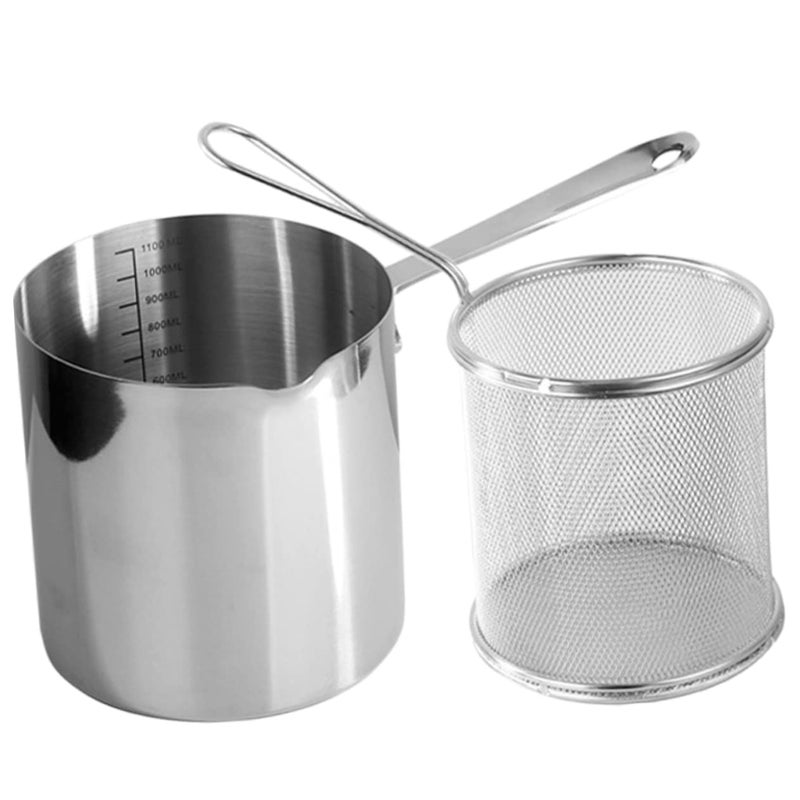 Stainless Steel Deep Fryer Basket Pot with Ergonomic Handle Quick Heat Polished Surface - Image 2