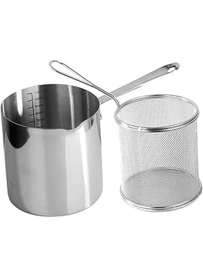 Stainless Steel Deep Fryer Basket Pot with Ergonomic Handle Quick Heat Polished Surface - Image 1