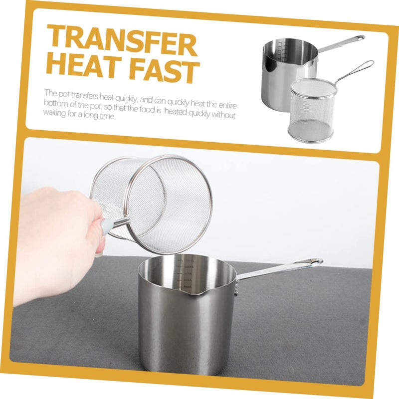 Stainless Steel Deep Fryer Basket Pot with Ergonomic Handle Quick Heat Polished Surface - Image 3