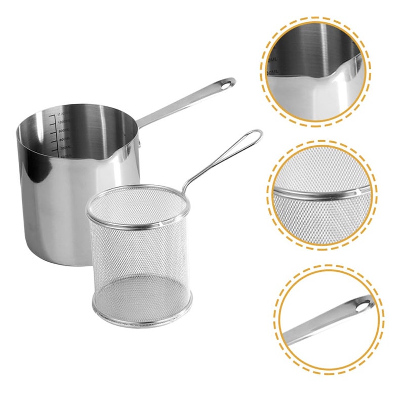 Stainless Steel Deep Fryer Basket Pot with Ergonomic Handle Quick Heat Polished Surface - Image 5
