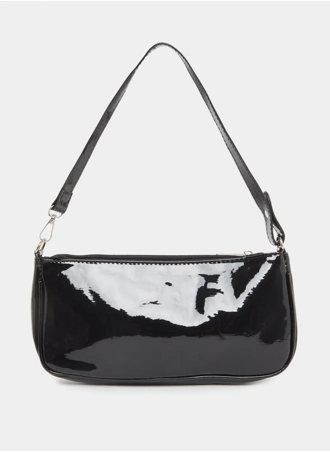 Styli Styli Solid Shoulder Bag with Zip Closure
