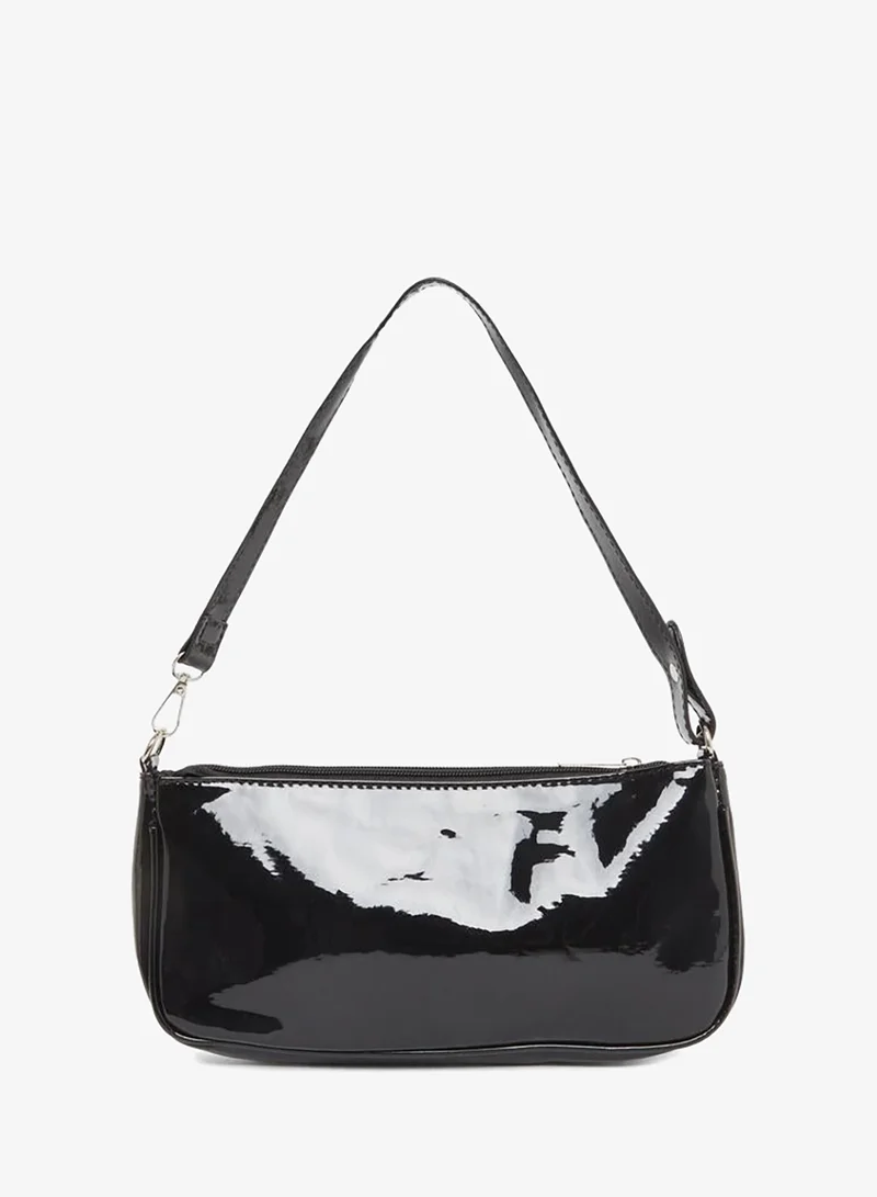 Styli Styli Solid Shoulder Bag with Zip Closure