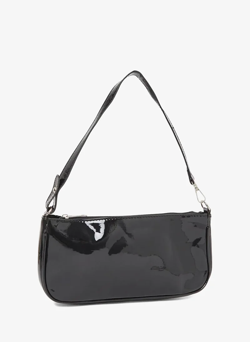 Styli Styli Solid Shoulder Bag with Zip Closure