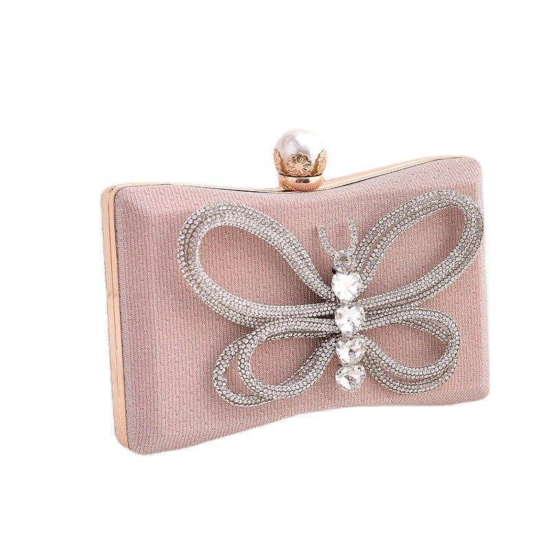 Elegant Black Bow Evening Clutch with Lock Clasp and Crossbody Strap - Image 5