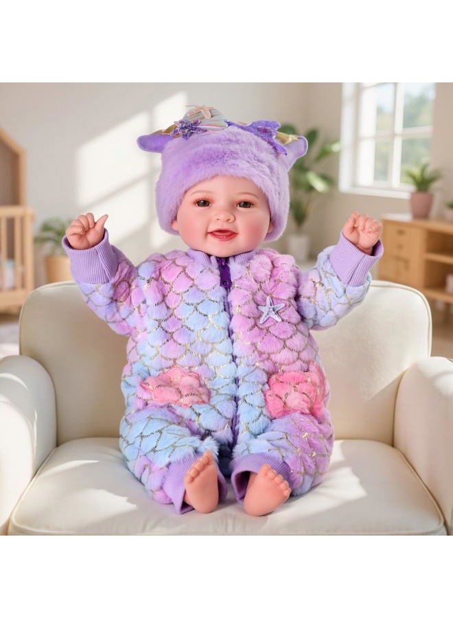 BABESIDE Mermaid Baby Dolls Girl-17inch Large Realistic Cute Soft Body Baby Doll Real Life Mermaid Baby Doll Toys with Mermaid Sets & Accessories, for 3+ Year Old Girls Gifts, Pretend Play, Collection - Image 4
