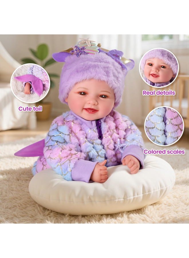 BABESIDE Mermaid Baby Dolls Girl-17inch Large Realistic Cute Soft Body Baby Doll Real Life Mermaid Baby Doll Toys with Mermaid Sets & Accessories, for 3+ Year Old Girls Gifts, Pretend Play, Collection - Image 2