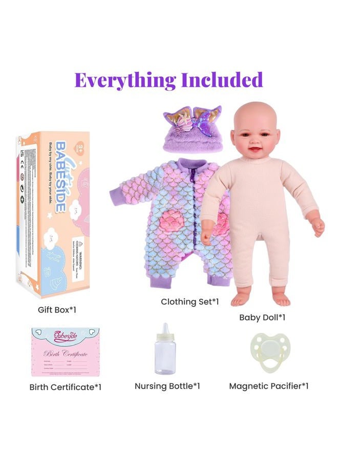 BABESIDE Mermaid Baby Dolls Girl-17inch Large Realistic Cute Soft Body Baby Doll Real Life Mermaid Baby Doll Toys with Mermaid Sets & Accessories, for 3+ Year Old Girls Gifts, Pretend Play, Collection - Image 5