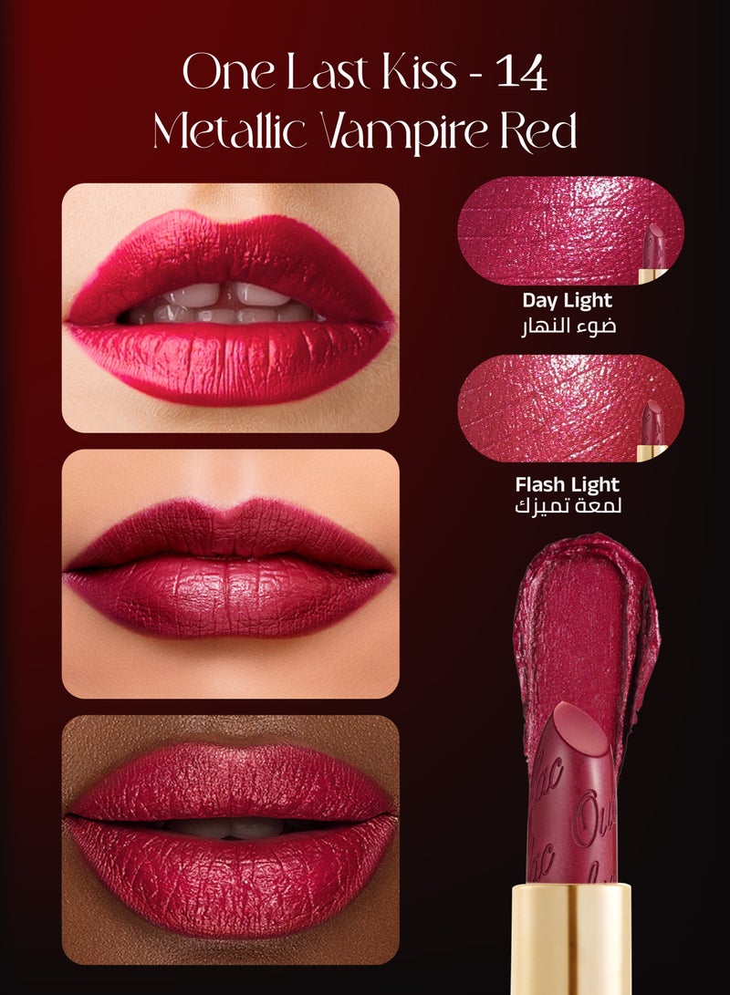 Oulac Metallic 3D Shine Wine Red Lipstick - Lightweight Hydrating Formula, High Impact Lip Color, Vegan & Gluten Free Beauty, Full Coverage Lip Makeup, 4.3g/0.15oz - 14 - Image 2