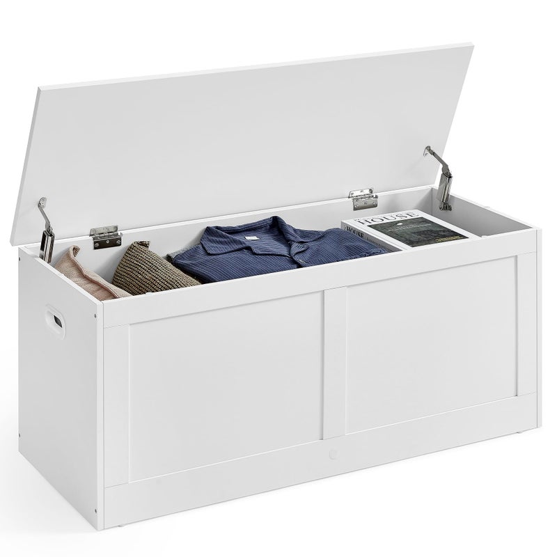 VASAGLE VASAGLE Storage Chest Storage Trunk with 2 Safety Hinges Storage Bench Shoe Bench Farmhouse Style 157 x 394 x 183 Inches for Entryway Bedroom Living Room Cloud White ULSB164W01