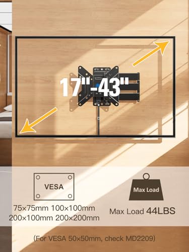 Mounting Dream UL Listed Lockable RV TV Mount for Most 1743 inch TV RV Mount for Camper Trailer Motor Home Boat Truck Full Motion Unique One Step Lock RV TV Wall Mount VESA 200mm 44 lbs MD2210 - Image 3
