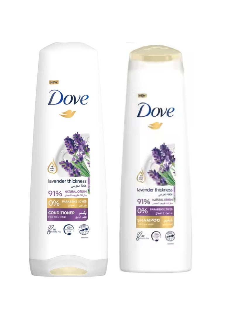 Dove Thickening Ritual Shampoo Lavender 400ml with Conditioner 320ml  - Image 1