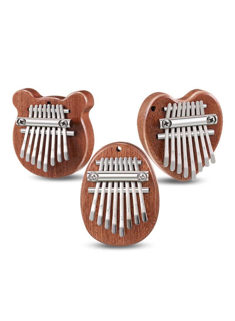 Generic 3 Pack Mini Thumb Piano with 8 Key Finger Thumb Piano Portable Mini Pocket Kalimba Cute Heart Oval Bear Kalimba Small Hand Piano for Kid Adult Musical Gifts Ready In Tune Version  - Image 1